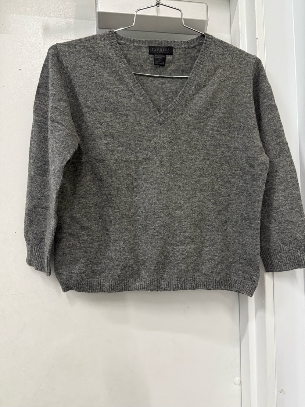 Express Men’s Gray V-Neck Sweater